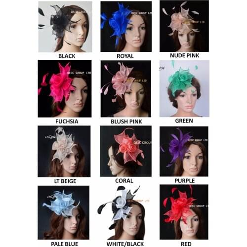 Wholesale NEW 12 colours.Small Combs Sinamay Fascinator with Feathers for wedding,kentucky derby,party.FREE SHIPPING