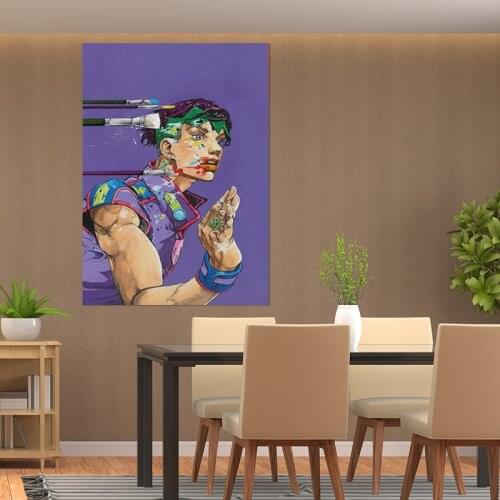 Rohan Kishibe JOJO Diamond Is Unbreakable Wall Art Framed Wooden Canvas Decoration poster prints for Home Frame decor Painting