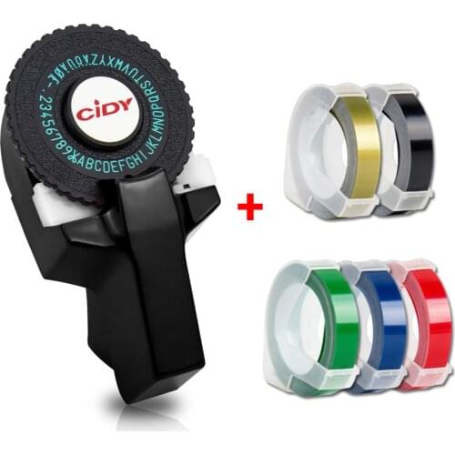 With 5 tape) CIDY Mini Portable Printer for MOTEX E101 label printer with 9mm label Tape Embossing 3D Labeller DYMO Typewriter