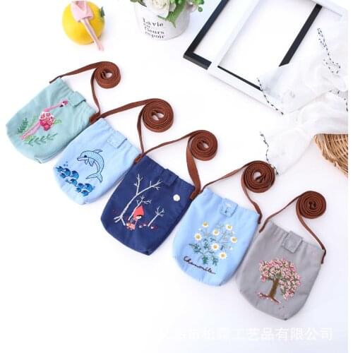 DIY embroidery European style small fresh satchel is a lovely handmade gift for children and students. Free embroidery
