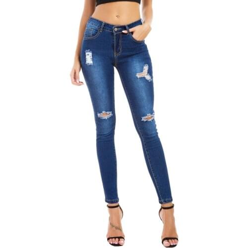 Sexy Hollow Out Ripped Jeans Women Spring Casual Skinny Denim Pencil Pants Lady Slim Stretch Mid Waist Distressed Jeans Pantalon