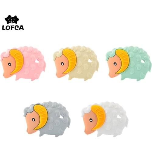 LOFCA Silicone Goat Teether Baby Teething Toys BPA Free DIY Infant Cartoon Animal Food Grade Silicone Jewelry Necklace Making