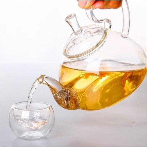 1pc.600ml,750ml,Heat Resistant High Handle Flower Coffee Glass Tea Pot Blooming Glass Teapot Jn