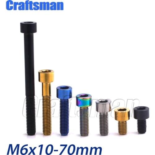 Titanium Ti M6 X 10 16 18 20 25 30 35 40 45 50 55 60 65 70mm Stigma Bolts Screw for MTB / Road Bicycle Seatpost Headset Brake
