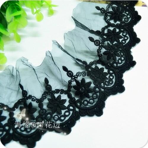 Exquisite Gauze Embroidery Lace Trim Clothes Fabric DIY Accessories Width 7.5cm 5Yds/lot
