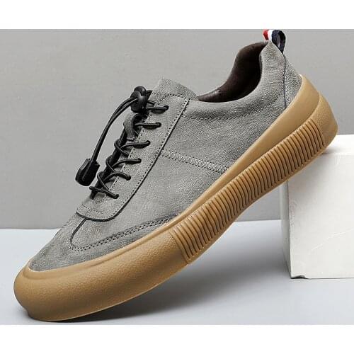 Fashion Mens Sneakers Men Casual Loafers Genuine Leather Shoes Outdoor Lace-up Breathable Leisure Mens Loafers Zapatos Hombre