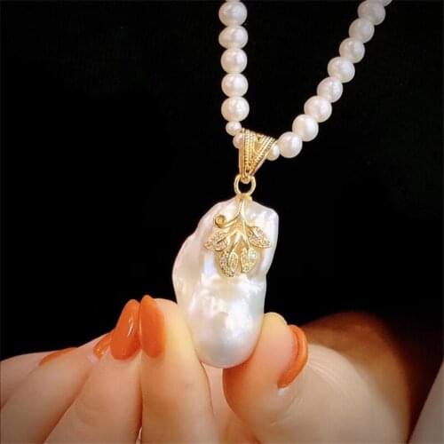 UBESTNICE Natural Baroque Freshwater Pearls Pendant Necklace Long 60cm Sweater Chain For Women Vintage Simple Fine Jewelry