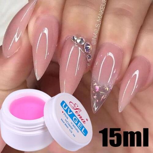 15ml UV Nail Gel Clear Pink White Acrylic Extension Tips Glue Repairing Broken Finger Nail Art Gel Quick Building Manicure