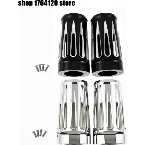 Motorcycle CNC Cut Black Chrome Front Fork Shock Cover Boot Slider Cover For Harley Touring Road King Electra Street Glide 80-16