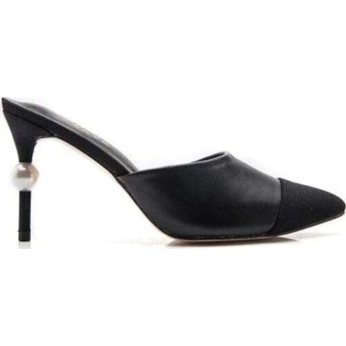 New White Pearl Sandals Women Pointed Toe High Heels Slipper Women Wedding Shoes Women Sandalias Female Party zapatos de mujer