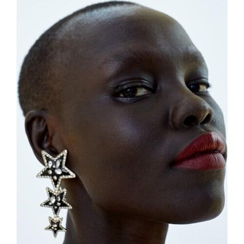 Fashion Lady Alloy Star Pendant Sequin Long Section Earring For Woman Popular Accessories Retro Jewelry Gift