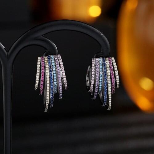 Women Luxury Jewlery Micro Cubic Zirconia Letter Earring Brand Jewelry Fashionable Rainbow Semi-circle Earrings For Ladies