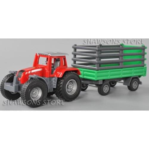 1:30 Scale Diecast Farm Vehicle Model Toys Tractor with Livestock Carrier Trailer Miniature Replica