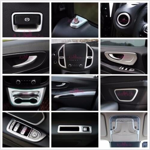 2014-2017 Interior Dashboard AC Outlet Overlay Door Audio Handle Cup Holder Cover Panel For Mercedes Benz Vito W447 Accessories