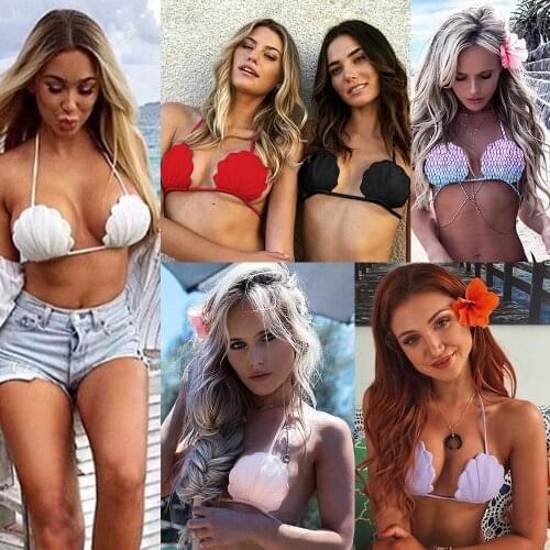 2019 ROSIELARS Open Back Shell Mermaid Suspender Top Hot Sale Swimsuit Fashion Bikini Sexy Womens Push Up Summer Bathing Suit