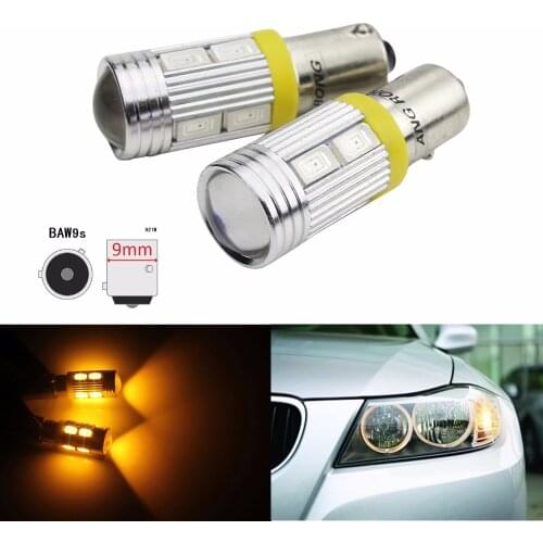 ANGRONG 2x High Power HY21W BAW9s 12146 LED Light 10SMD 5630 LED Front Indicator Reverse Light Bulbs Amber 12V
