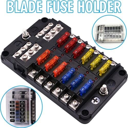 32V Auto Car Blade Fuse Box Holder Assortment Set 5/10/15/20A Profile Small Size Blade Car Fuse With LED Indicator Light