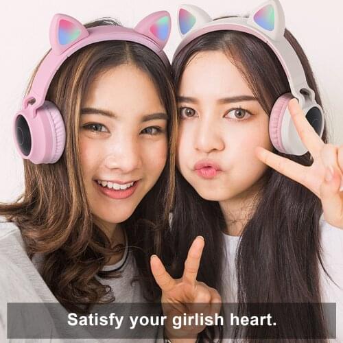 Cat Headphones Wireless Bluetooth Headphones Kids Headset Cartoon Microphone Cascos Gaming Handsfree Calling Auricularesgift