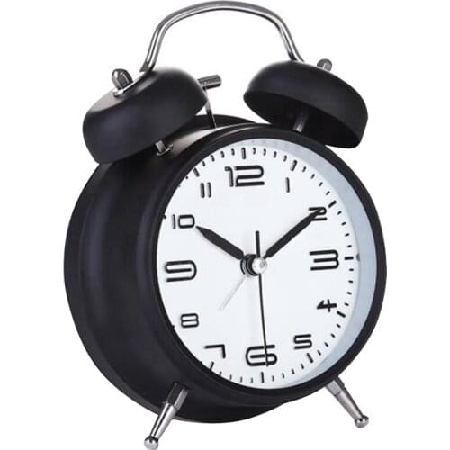 Alarm Clock Extra Loud Twin Bells Retro 4 Inch Silent, Decorative Bedside Table Desk Vintage Clocks for Sleepers