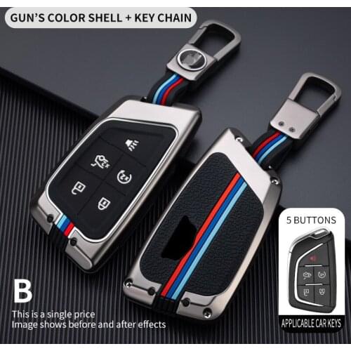 Zinc Alloy Car Remote Key Case Keyless Fob Cover Holder Bag Key Chain For Cadillac CT5 2019 2020 5 Buttons Smart Key Car Styling