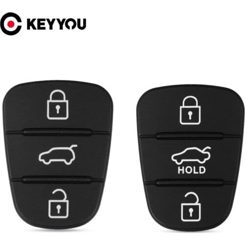 KEYYOU Remote Key Fob Case Rubber Pad 3 BT For Hyundai IX35 I30 Tucson l10 l20 l30 Kia Rio Accent K2 K5 Rio Sportage Flip Key