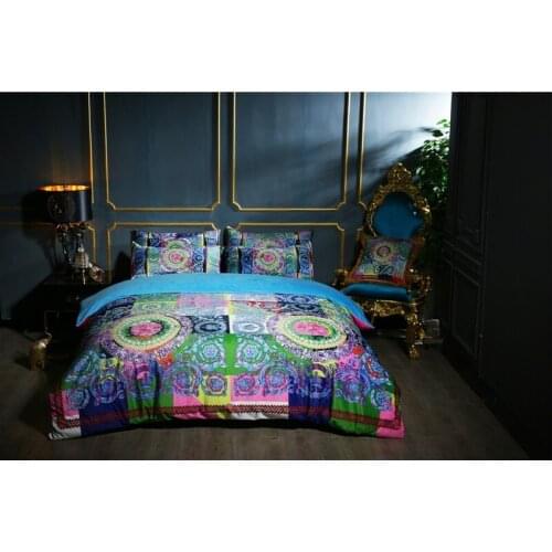 Multicolored Pattern Winter Thick Velvet Flannel Palace Bedding set Fleece Fabric Duvet cover Bed Sheet/Linen Pillowcases 4pcs