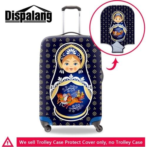 Dislapang Cartoon Stretch Luggage Cover Cute Russian Doll Prints Elastic Suitcase Protector Quality Rain Cover Travel Accessory