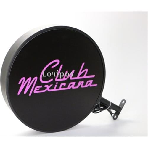 European iron art Advertising box custom logo store name oblong LED lamp house outdoors circular billboard AD box Poster Frame