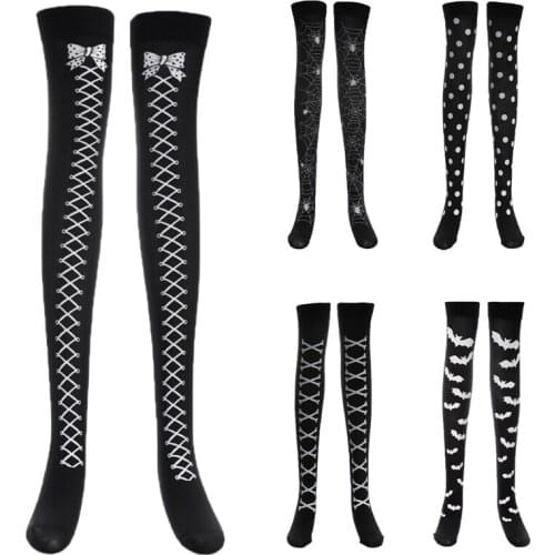 Halloween Skeleton Long Knee High Socks Costume Masquerade Carnival Cosplay Soft Au02 21 Dropshipping