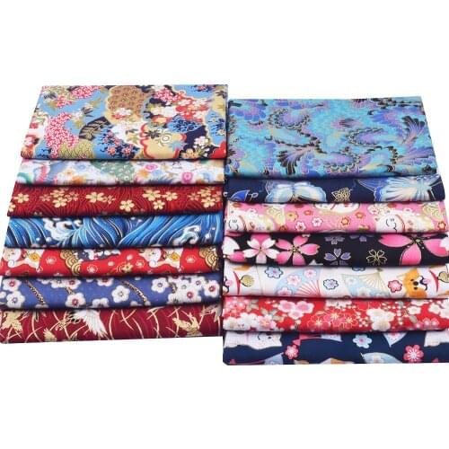Japanese Style Cherry Blossom Bronzing Cotton Fabric For Sewing Kimono Cheongsam,DIY Personalized Bag Patchwork Cloth
