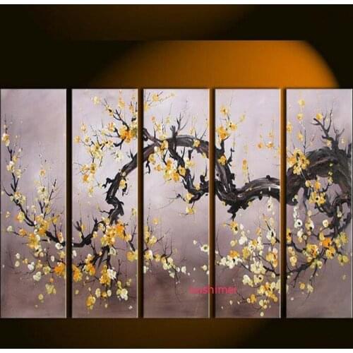 Handmade Plum Blossom Tree Canvas Wall Art Modern Abstract Decor Group Paintings Flower Picture For Living Room Oil Painting