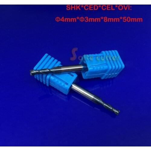 5PCS HRC55 two 2 flutes for aluminum Steel End Mill / milling cutter 4*3*8mm OVL 50MM CNC Milling Cutter NANO Coated