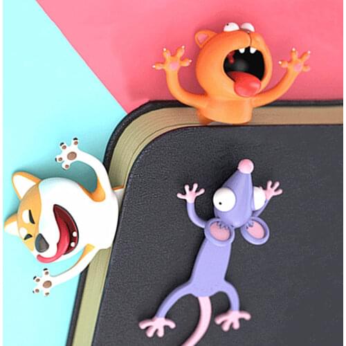 Creative 3D Animal Bookmark Box-Packing Cute Cartoon Book Mark for Kids Learning Gift Creative Book Marks Kawaii Stationery