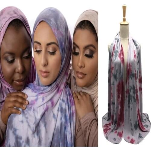 Hot sale plain hand-made tie dye cotton Jersey modal shawls headband hijab summer muslim wraps scarf 10pcs/LOT