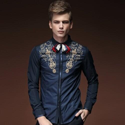 FanZhuan free shipping New fashion casual mens male man long sleeved spring printed slim floral shirt 15215 blouse promotion