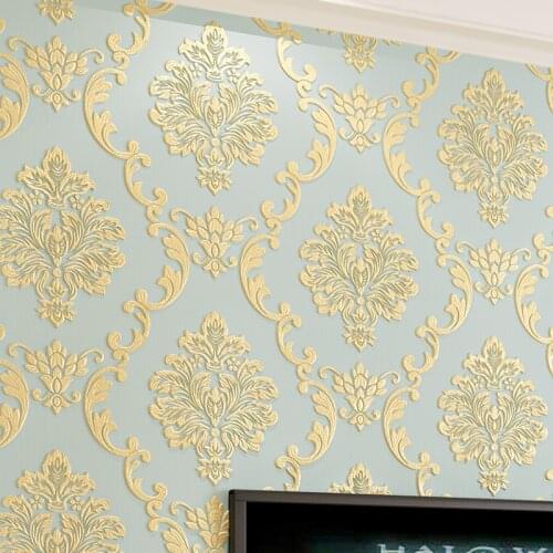 European Style Non-woven Wallpaper Luxury Damask 3D Stereoscopic Relief Damascus Bedroom Living Room Wall Paper Home Decor Paper