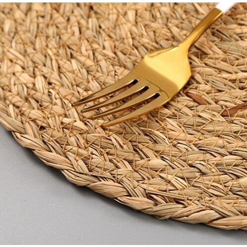 Natural rattan restaurant coaster Corn Water Grass Handmade Weave Round Coaster Pad Mat Heat Insulation Placemat Table Mats