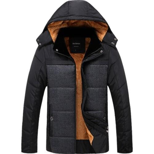Middle-aged Mens Hooded Clothes Winter Middle-aged Jacket Winter Plus Velvet Thick