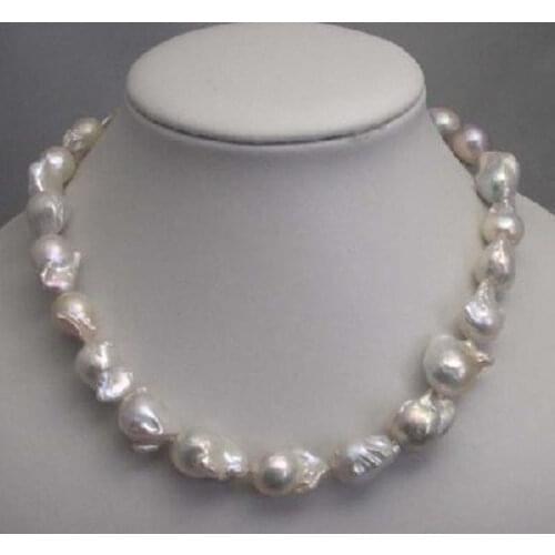 HUGE 18" wonderful AKOYA WHITE BAROQUE PEARL NECKLACE
