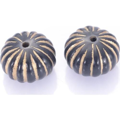 Wholesale 200 Pcs 12x18mm Acrylic Stripped Flat Round Shape Plastic Antique Design Beads For Jewelry Making Accessories