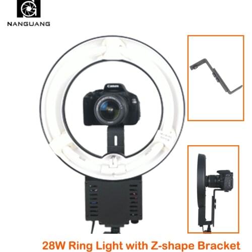 NG-28C 28W 5400K Ring Light 5600K Ring Photo Light for Selfie Lighting Portrait Lighting with Z Shape Bracket for DSLR Cameras