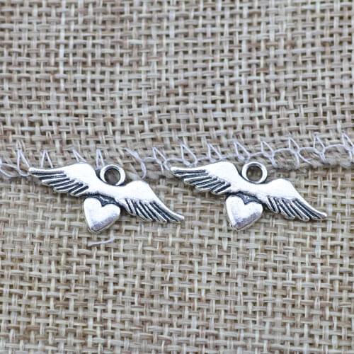 30 Pieces 10x23mm Antique Silver Color Angel Flying Wings Charms DIY for Jewelry Making