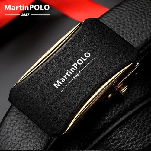 MARTINPOLO Men Belt Genuine Leather Belt Top Cow Genuine Leather Automatic Buckle Belts for Men Causal Ceinture Homme MP5101P