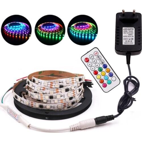 RGB LED Srtrip Light 12V 60LED/m Remote Control SMD 5050 WS2811 IC Flex Led Tape Pixel Ribbon US EU UK AU Kit 1m 2m 3m 4m 5m