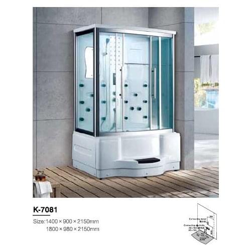 1400X900X2150mm Luxury Bathroom Steam Shower Enclosure Computer Control Wet Sauna Room 7081K