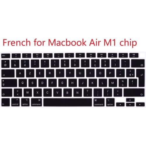 French Language Silicone Keyboard Skin Cover Protector for MacBook Air 13 Inch 2020 with Touch ID (MODLE A2179 and A2337 M1