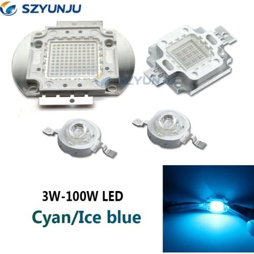 High Power LED Cyan 490nm Ice Bulb 480nm Chip 3W 5W 10W 20W 30W 50W 100W 480nm 490 nm Ice Blue DIY COB LED Epileds