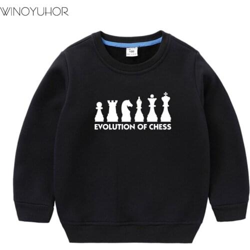 2020 Baby Girls Sweatshirts Winter Hoodies Evolution Chess Funny Printed Long Sleeves Pullovers Kids Boys Clothing
