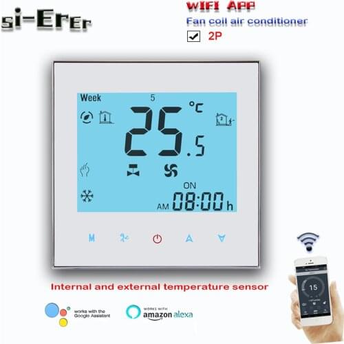 24VAC 95-24VAC WiFi heating and cooling programming temperature controller tuya thermostat works with alexa google home