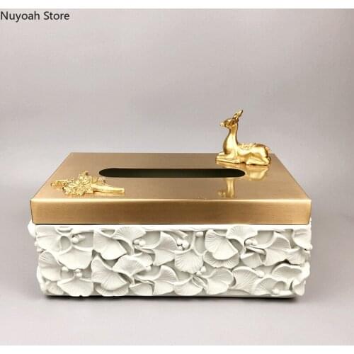 European-style Brass Tissue Box Living Room Napkin Paper Box Light Luxury Storage Decoration Home High-end Pumping Paper Box